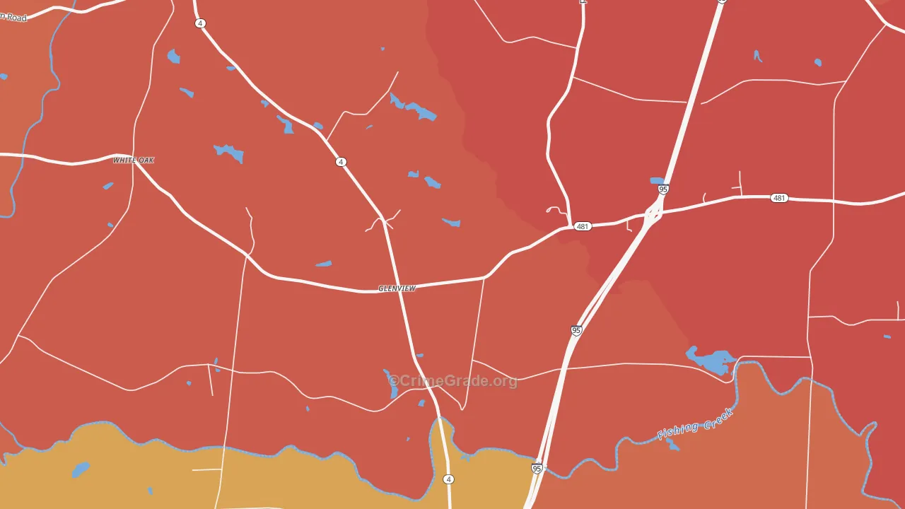 Glenview, NC Map of Vandalism Rates