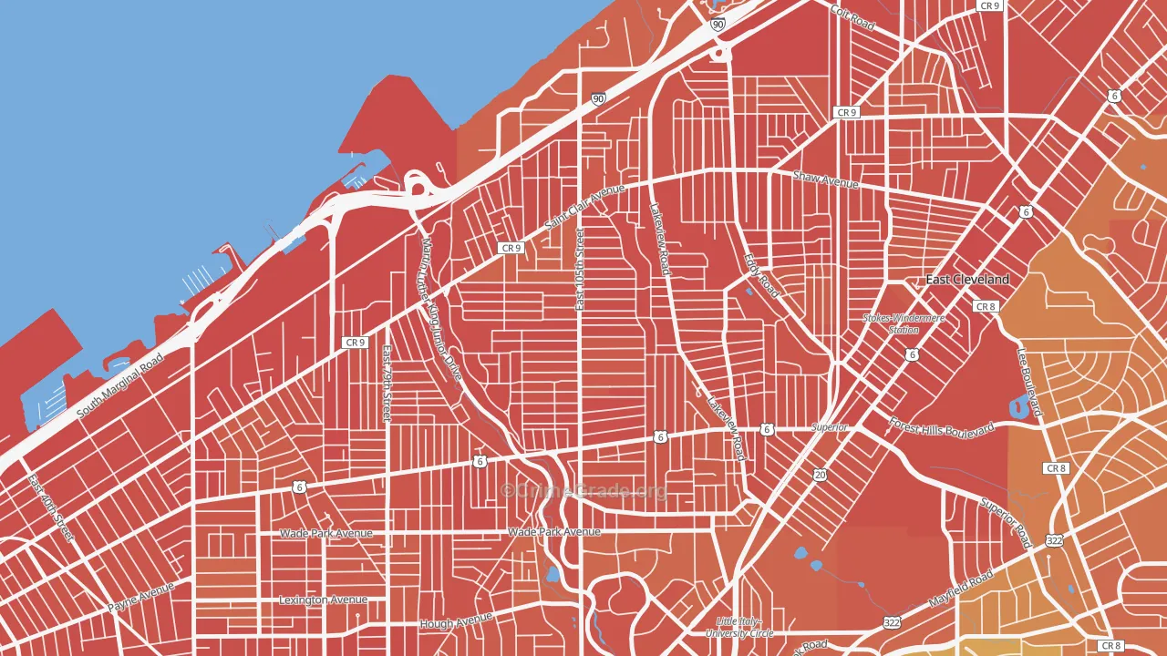 Glenville, Cleveland, OH Map of Vandalism Rates