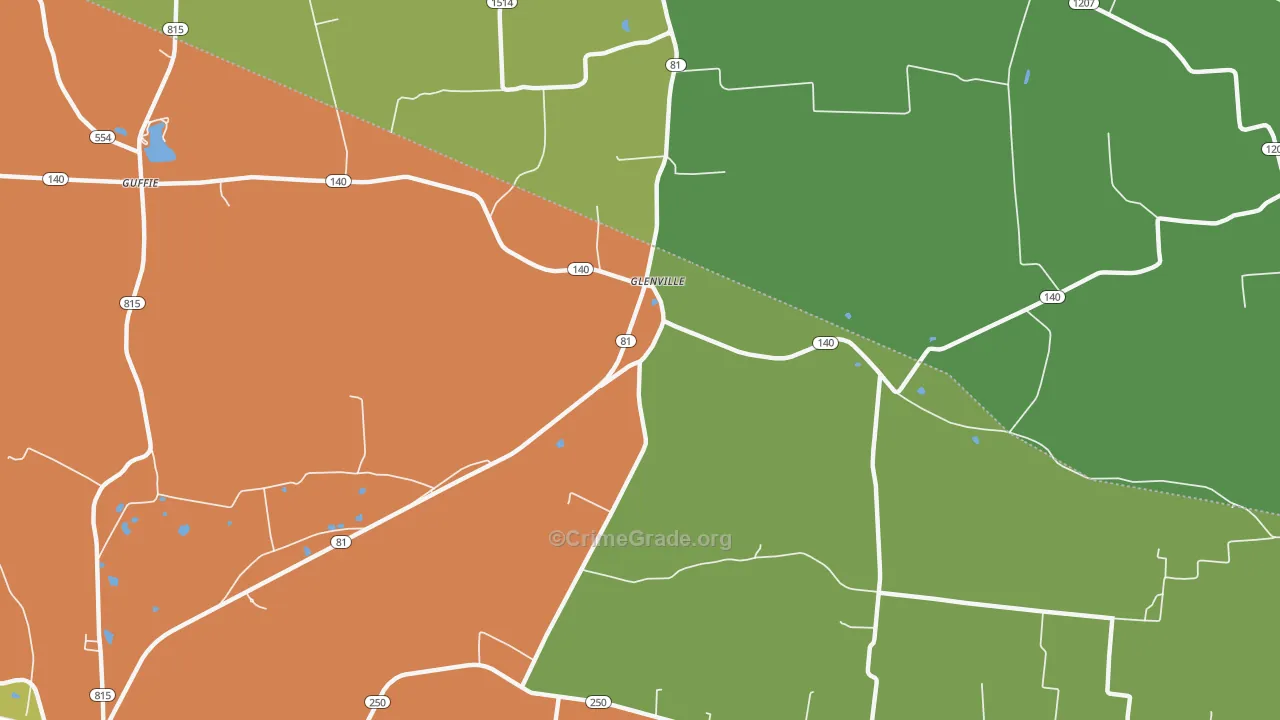 Glenville, KY Map of Vandalism Rates