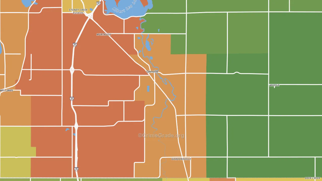 Glenville, MN Map of Vandalism Rates
