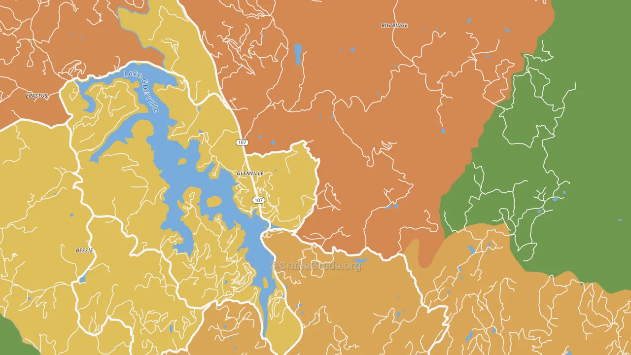 Glenville, NC Map of Vandalism Rates
