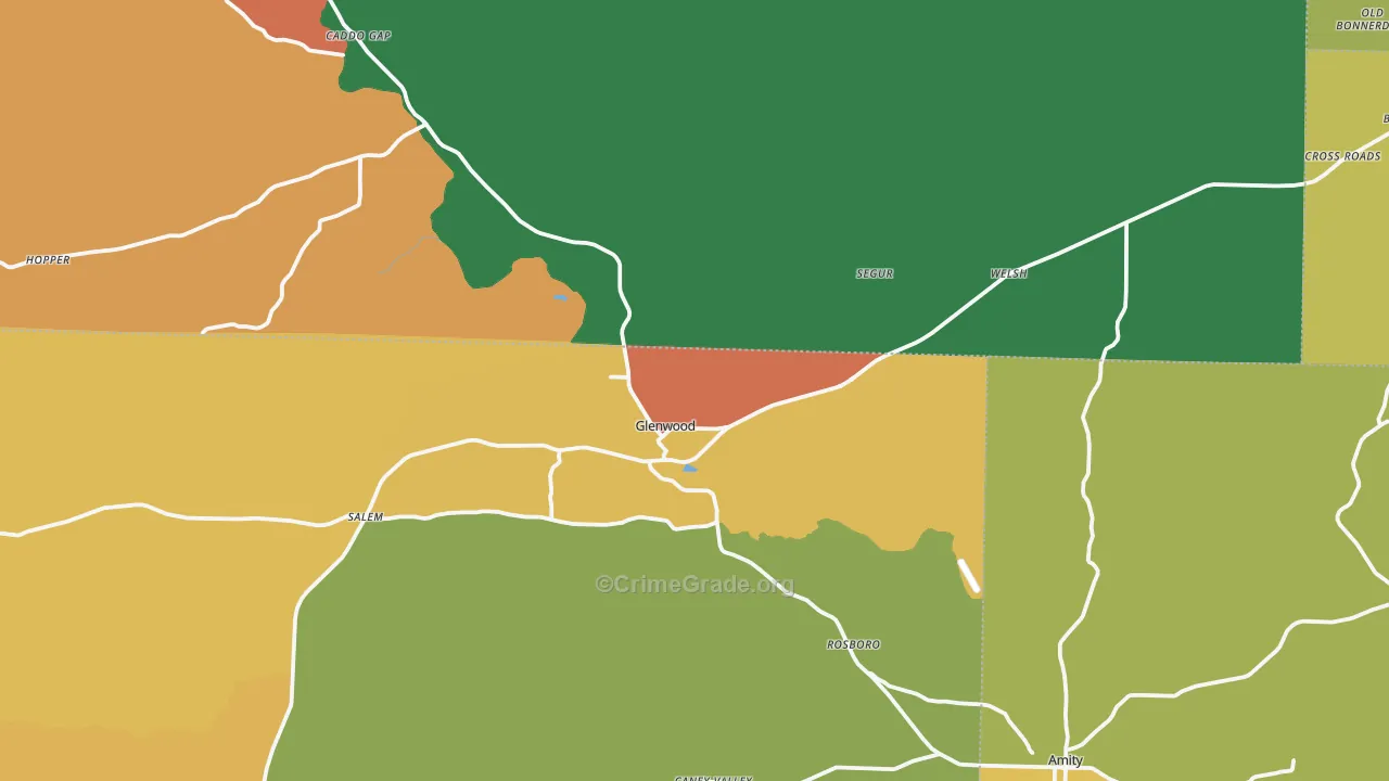 Glenwood, AR Map of Vandalism Rates