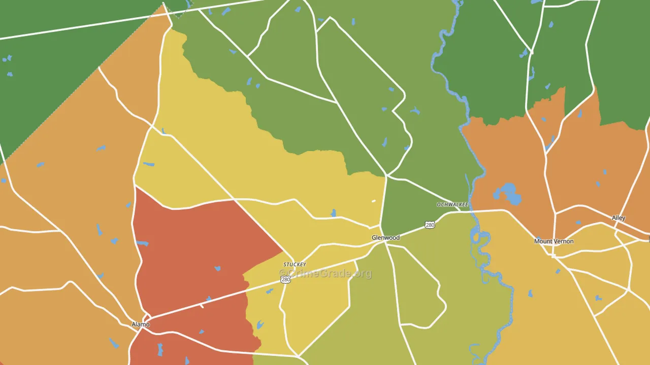 Glenwood, GA Map of Vandalism Rates