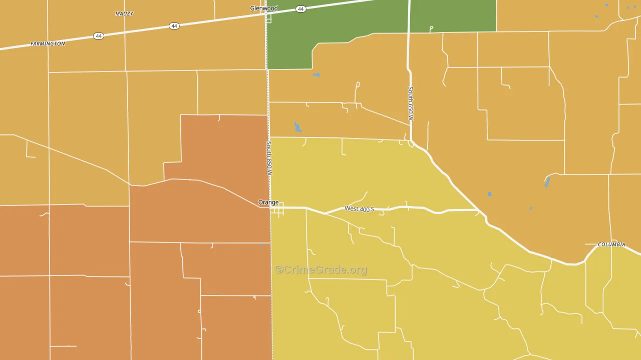 Glenwood, IN Map of Vandalism Rates