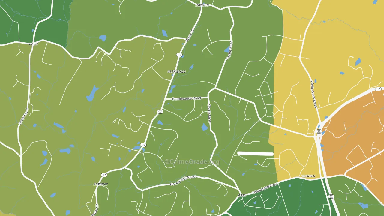 Glenwood, MD Map of Vandalism Rates