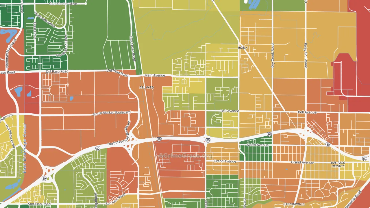 Glenwood Meadows, Sacramento, CA Map of Vandalism Rates