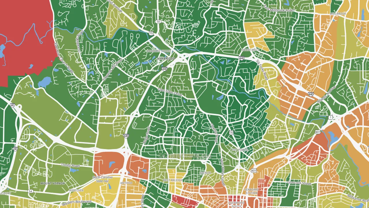 Glenwood, Raleigh, NC Map of Vandalism Rates