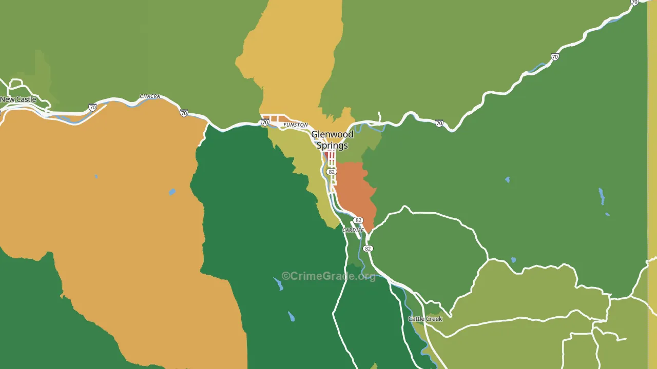 Glenwood Springs, CO Map of Vandalism Rates