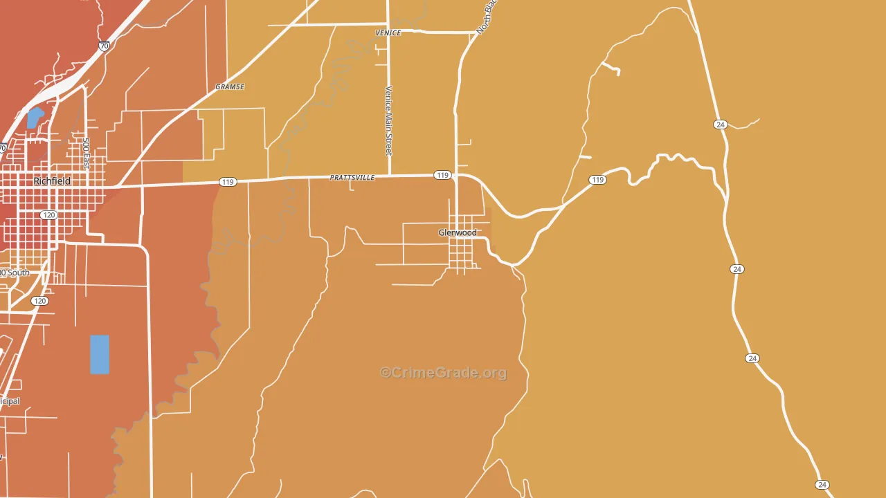 Glenwood, UT Map of Vandalism Rates