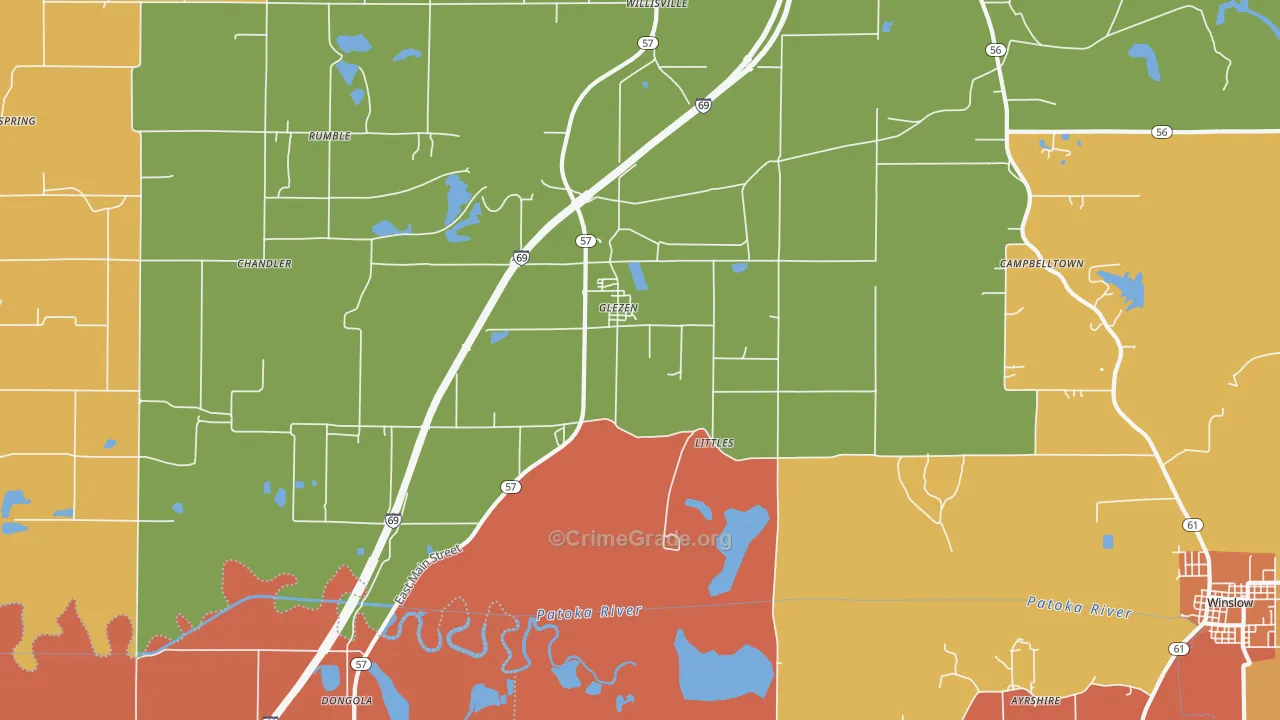 Glezen, IN Map of Vandalism Rates
