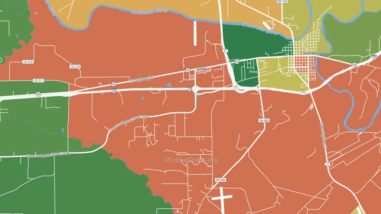 Glidden, TX Map of Vandalism Rates