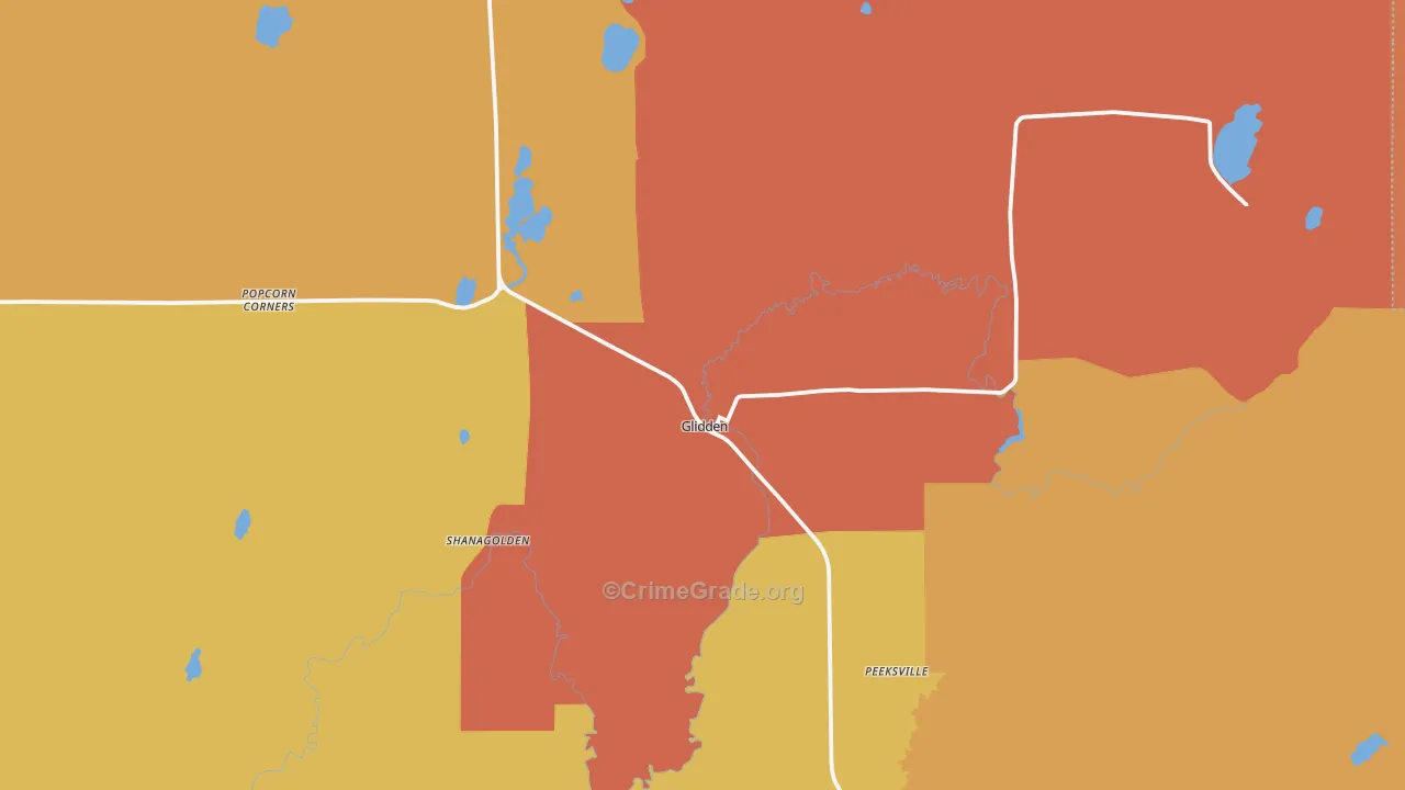 Glidden, WI Map of Vandalism Rates