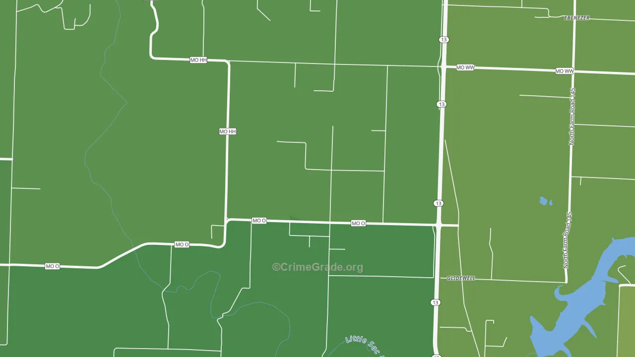 Glidewell, MO Map of Vandalism Rates