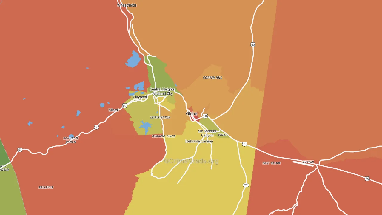 Globe, AZ Map of Vandalism Rates