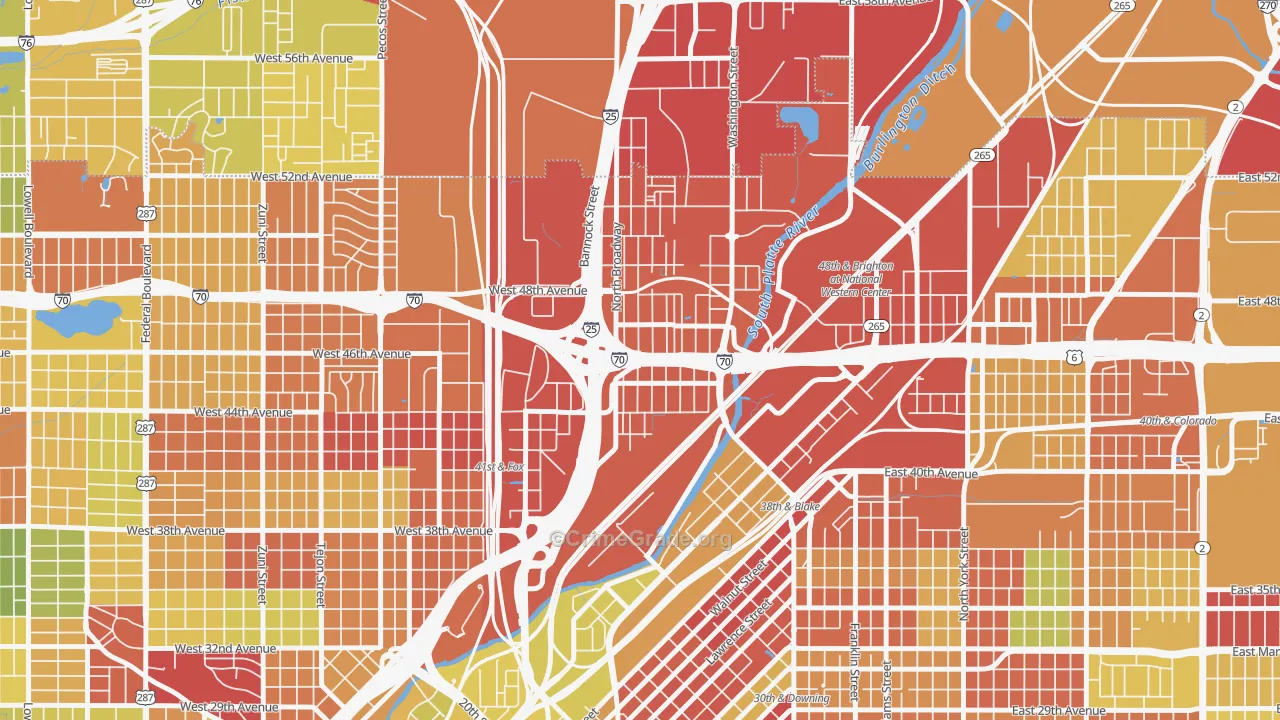 Globeville, Denver, CO Map of Vandalism Rates