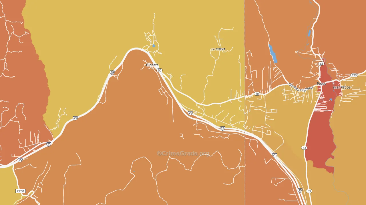 Glorieta, NM Map of Vandalism Rates