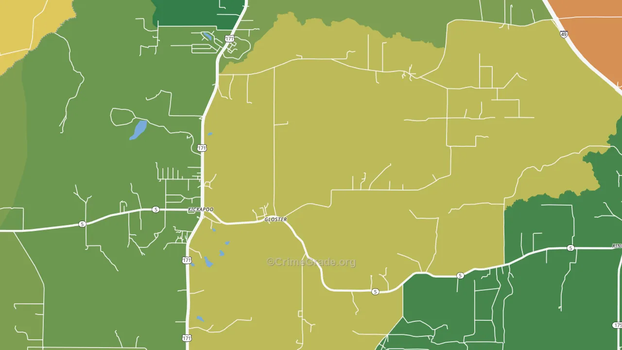 Gloster, LA Map of Vandalism Rates