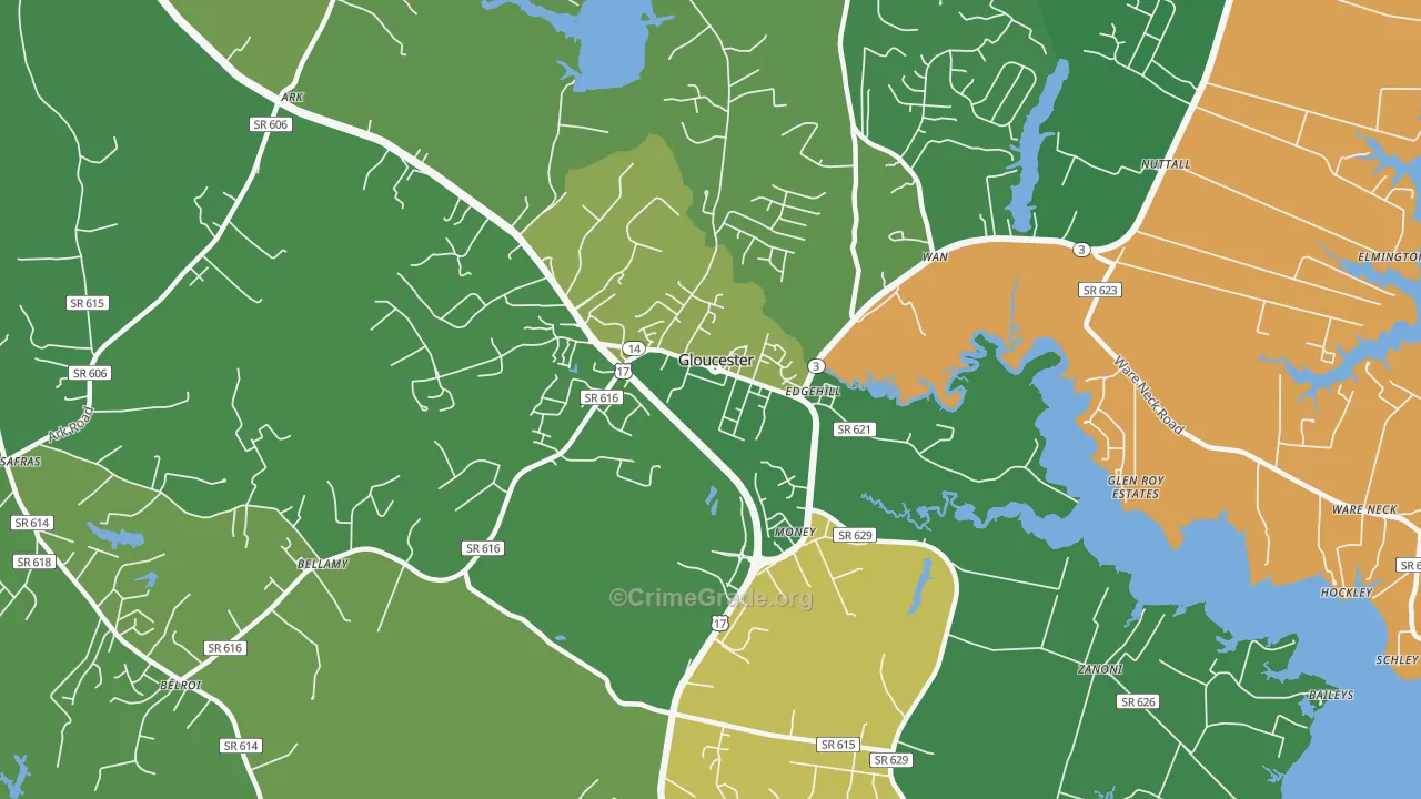 Gloucester Courthouse, VA Map of Vandalism Rates