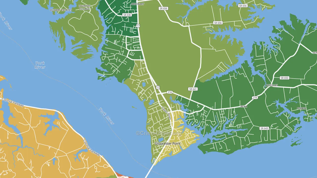Gloucester Point, VA Map of Vandalism Rates