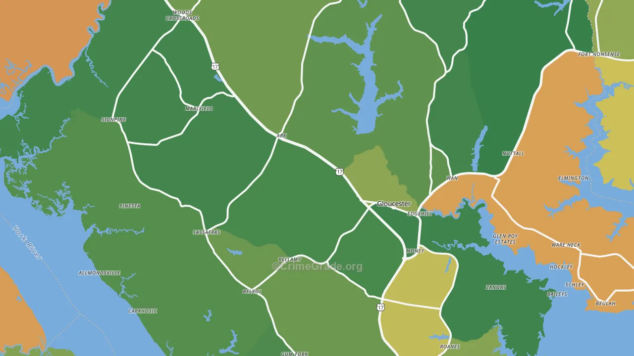 Gloucester, VA Map of Vandalism Rates