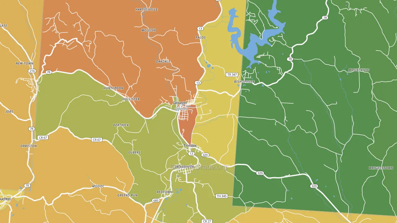 Glouster, OH Map of Vandalism Rates