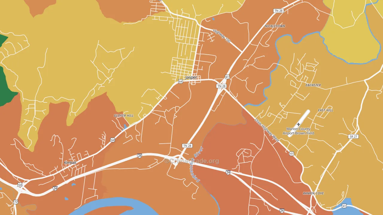 Glover Hill, TN Map of Vandalism Rates