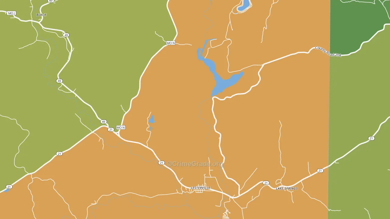 Glover, MO Map of Vandalism Rates