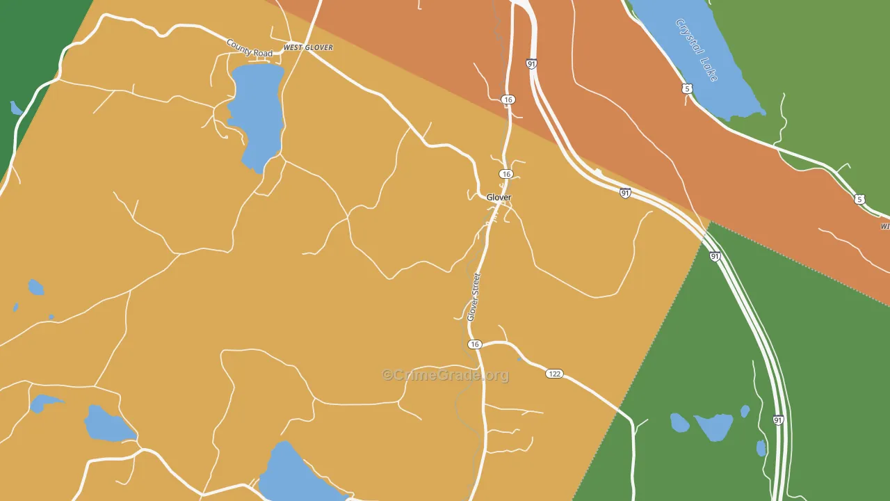 Glover, VT Map of Vandalism Rates