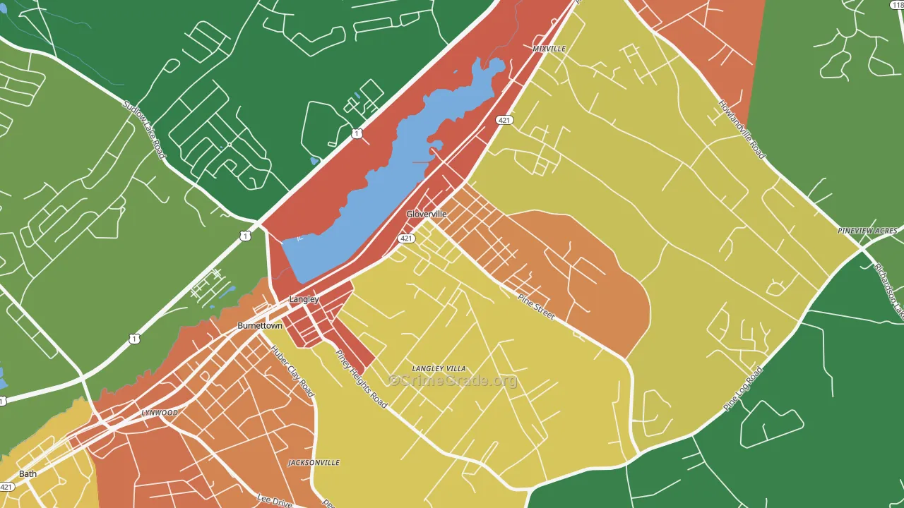 Gloverville, SC Map of Vandalism Rates