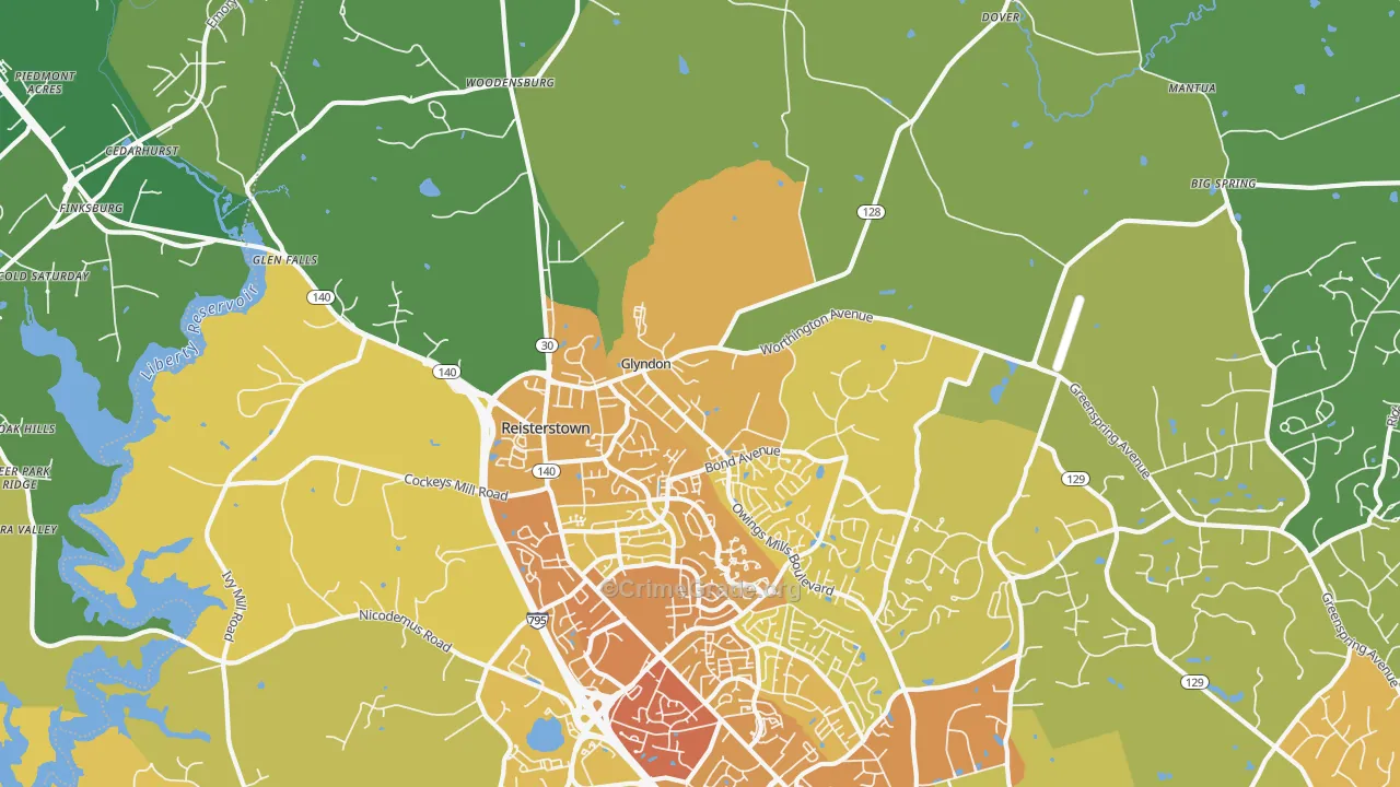 Glyndon, MD Map of Vandalism Rates