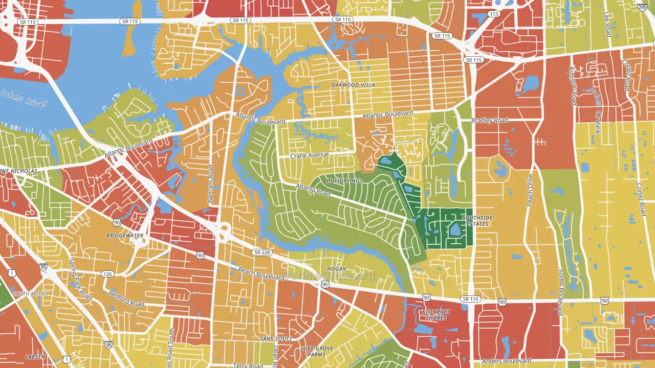 Glynlea-Grove Park, Jacksonville, FL Map of Vandalism Rates