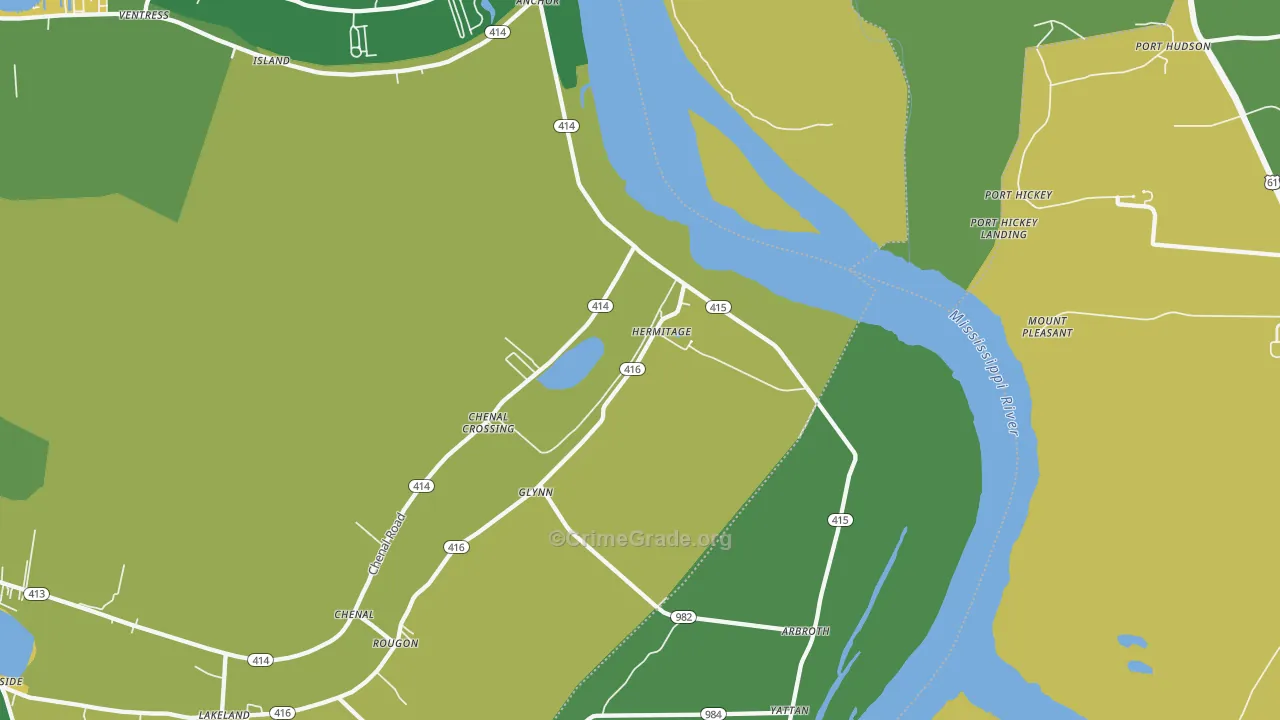 Glynn, LA Map of Vandalism Rates