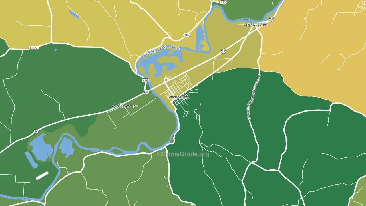 Gnadenhutten, OH Map of Vandalism Rates