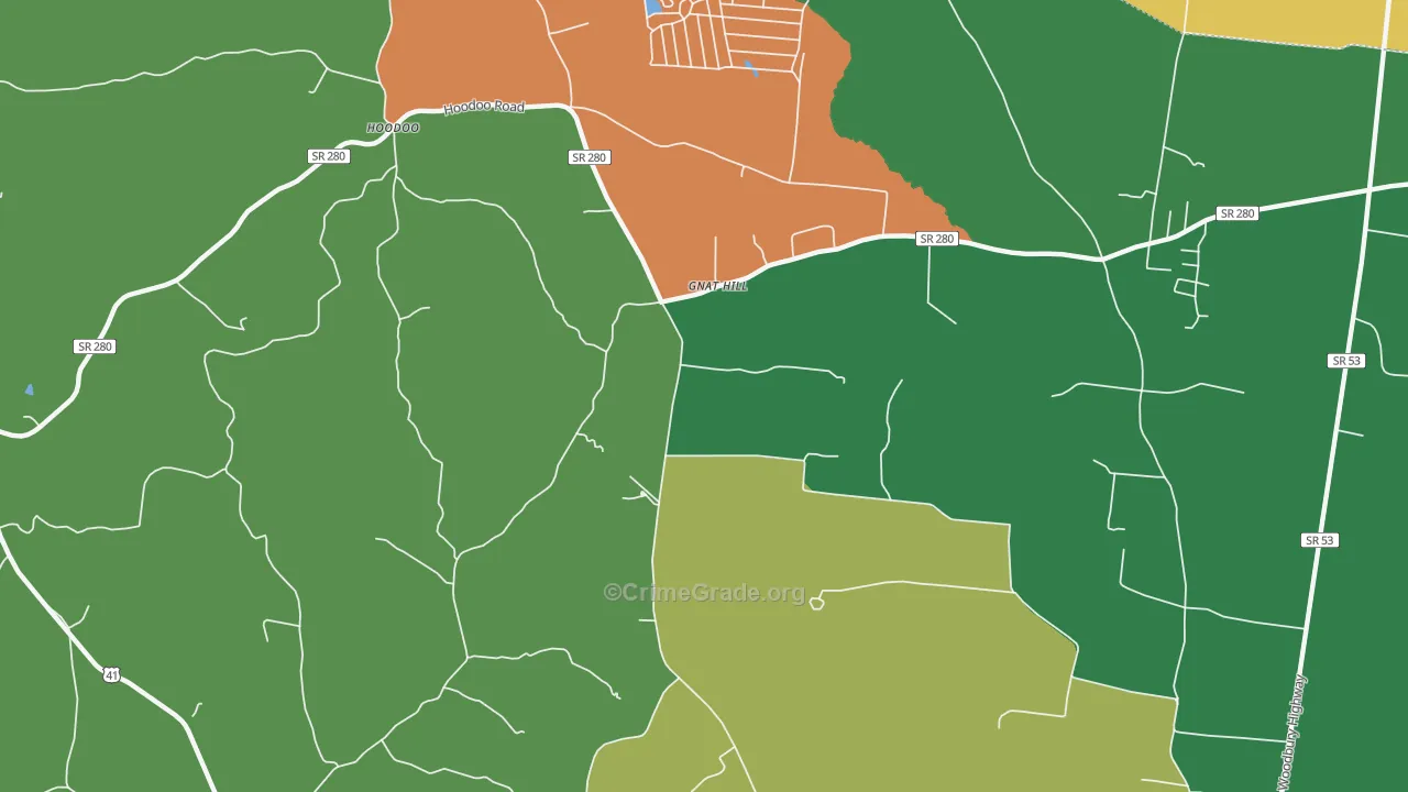 Gnat Hill, TN Map of Vandalism Rates