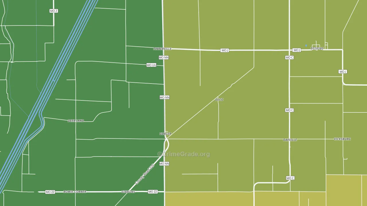 Gobler, MO Map of Vandalism Rates
