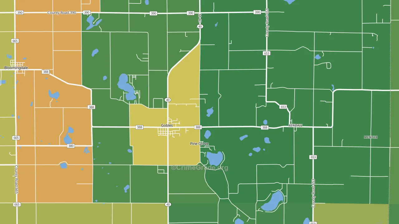 Gobles, MI Map of Vandalism Rates