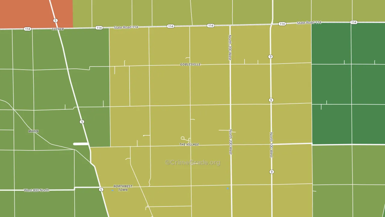 Goblesville, IN Map of Vandalism Rates