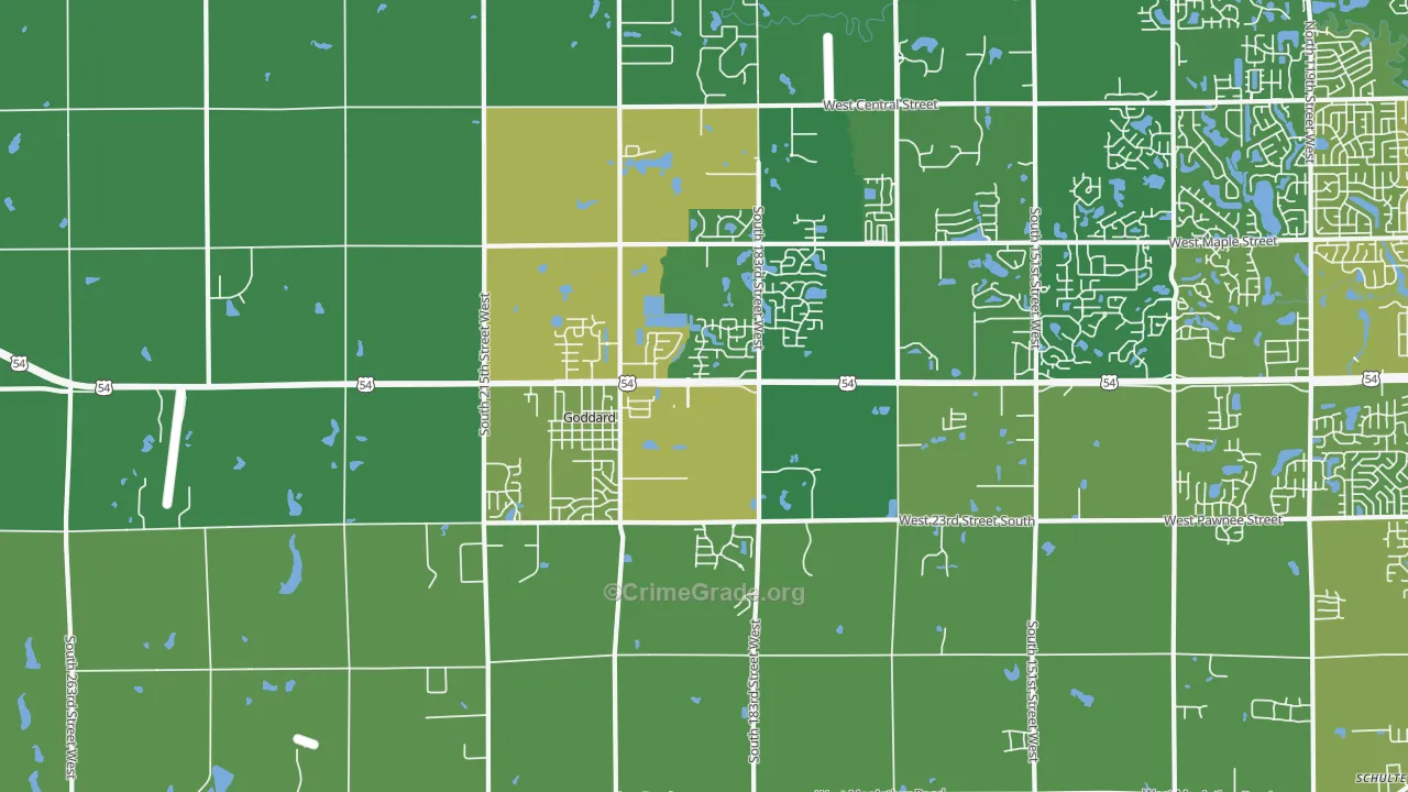 Goddard, KS Map of Vandalism Rates