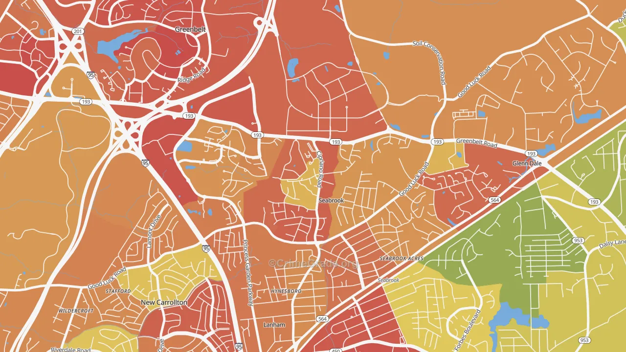 Goddard, Seabrook, MD Map of Vandalism Rates