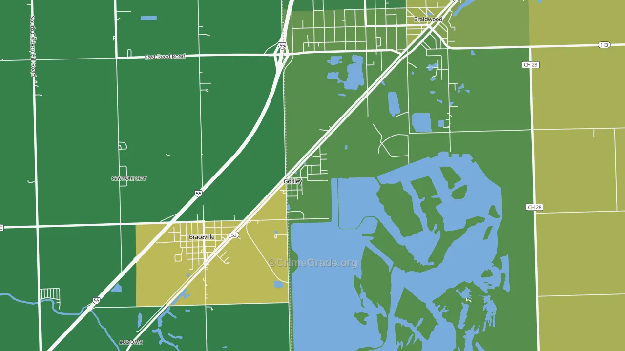 Godley, IL Map of Vandalism Rates