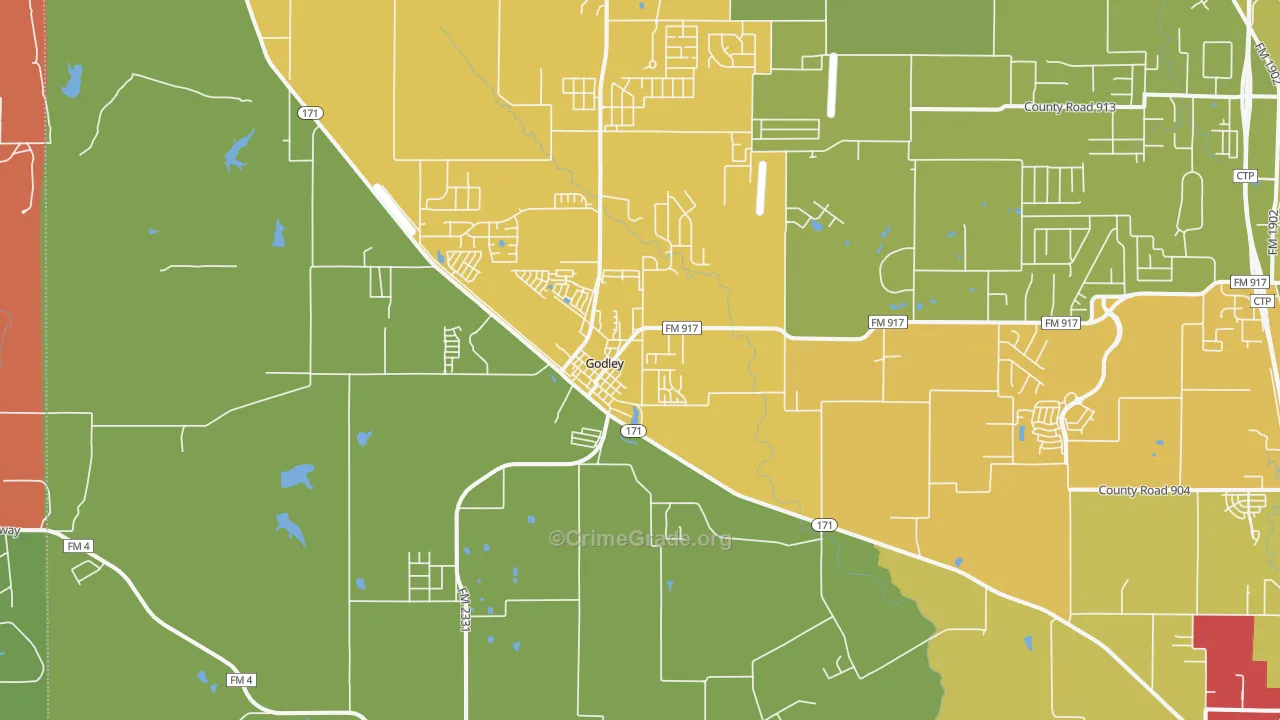 Godley, TX Map of Vandalism Rates
