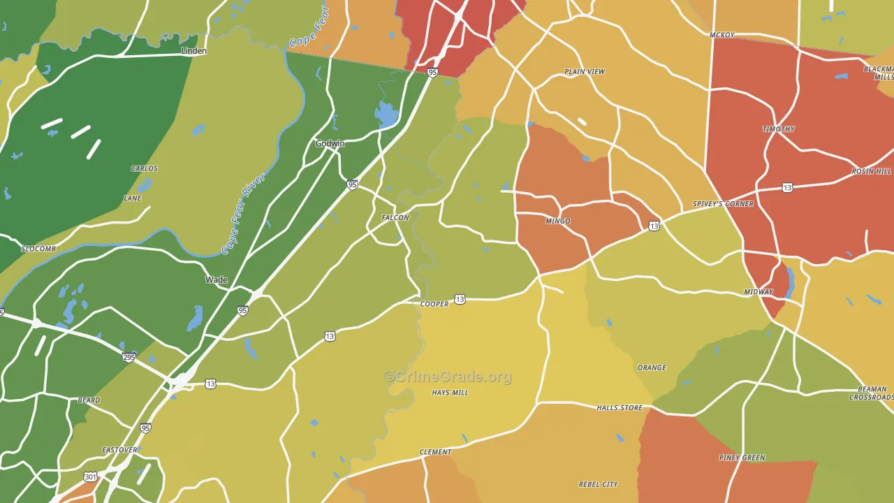 Godwin, NC Map of Vandalism Rates