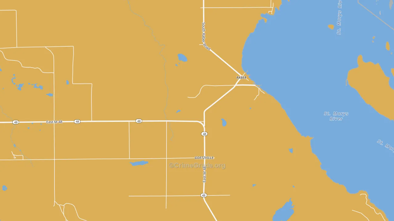 Goetzville, MI Map of Vandalism Rates
