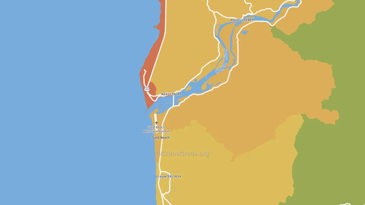 Gold Beach, OR Map of Vandalism Rates