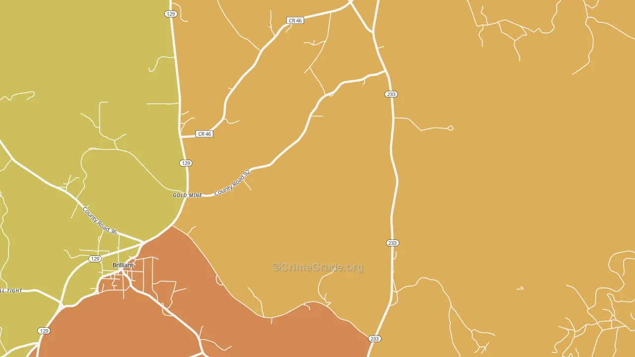 Gold Mine, AL Map of Vandalism Rates