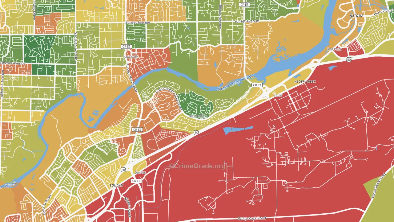 Gold River, CA Map of Vandalism Rates