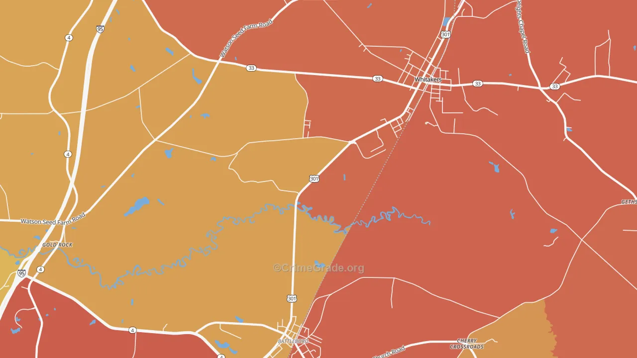 Gold Rock, NC Map of Vandalism Rates