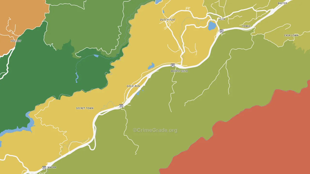 Gold Run, CA Map of Vandalism Rates