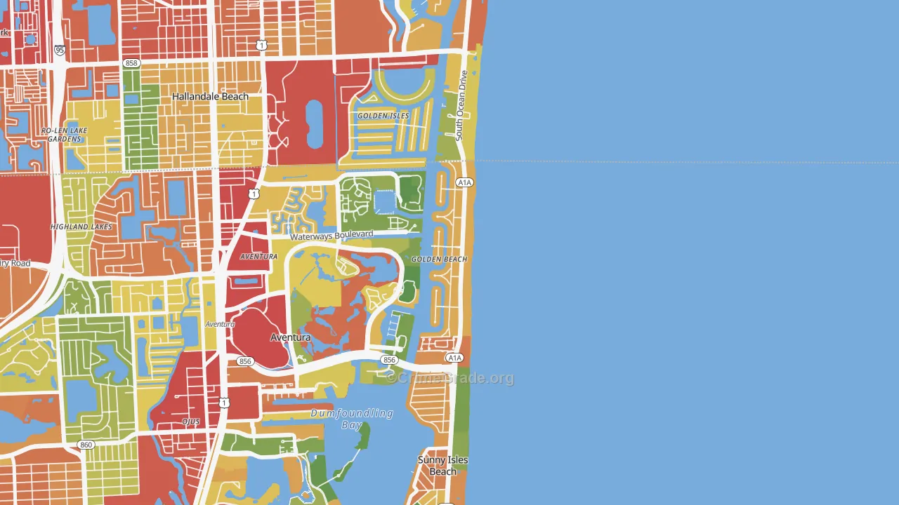 Golden Beach, FL Map of Vandalism Rates