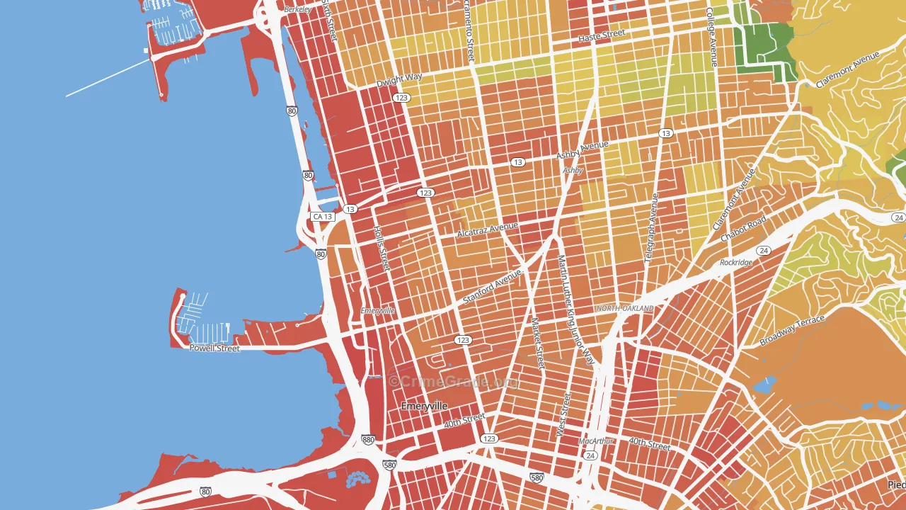 Golden Gate, Emeryville, CA Map of Vandalism Rates